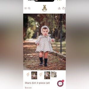 Piccoli & Co Stars Toddler Dress and Bonnet 18m